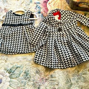 Bonnie baby 0-3 months houndstooth dress and jacket set. Super cute. Worn once.